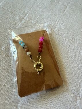 **2 for $12** Beaded Multicolor Natural Gemstone Necklace with Gold-Tone Clasp